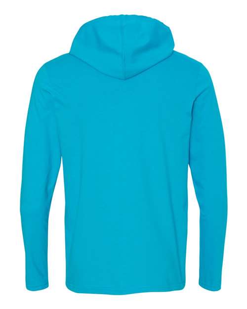 Anvil 987AN Adult Lightweight Long-Sleeve Hooded T-Shirt #color_CARIB BLUE/ D GR