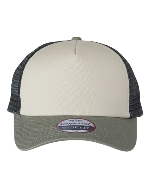 Imperial 1287 North Country Trucker Cap #color_Stone/ Moss/ Charcoal