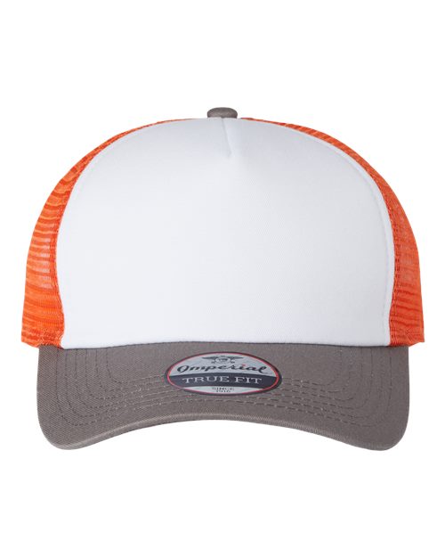 Imperial 1287 North Country Trucker Cap #color_White/ Charcoal/ Orange
