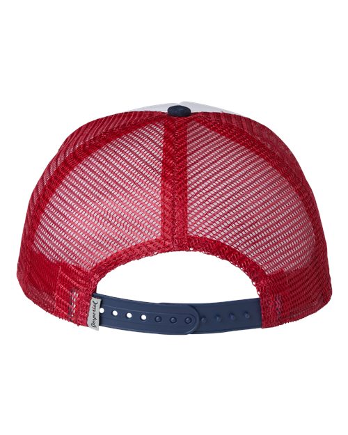 Imperial 1287 North Country Trucker Cap #color_White/ Imperial Navy/ Red