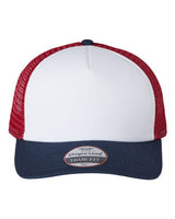 Imperial 1287 North Country Trucker Cap #color_White/ Imperial Navy/ Red