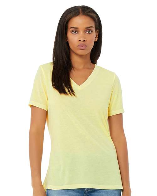 Bella + Canvas 6405 Ladies' Relaxed Jersey V-Neck T-Shirt #color_PALE YLW TRBLND