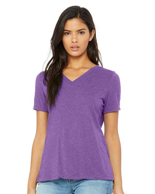 Bella + Canvas 6405 Ladies' Relaxed Jersey V-Neck T-Shirt #color_PURPLE TRIBLEND