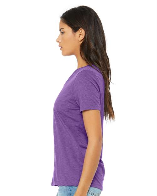 Bella + Canvas 6405 Ladies' Relaxed Jersey V-Neck T-Shirt #color_PURPLE TRIBLEND