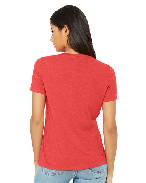 Bella + Canvas 6405 Ladies' Relaxed Jersey V-Neck T-Shirt #color_RED TRIBLEND