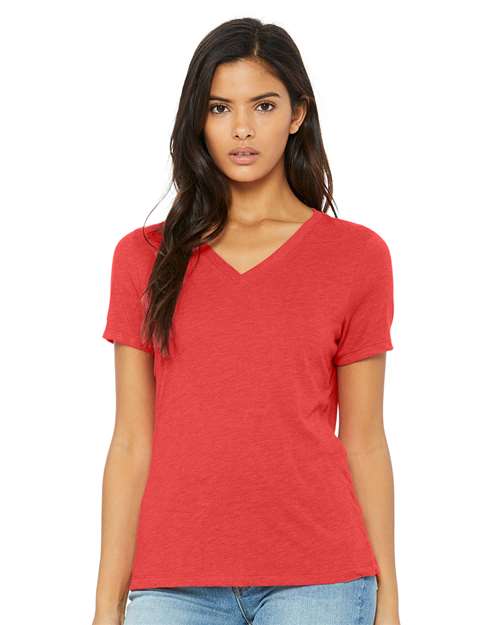 Bella + Canvas 6405 Ladies' Relaxed Jersey V-Neck T-Shirt #color_RED TRIBLEND