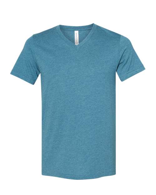 Bella + Canvas 3005 Unisex Jersey Short-Sleeve V-Neck T-Shirt #color_HTHR DEEP TEAL