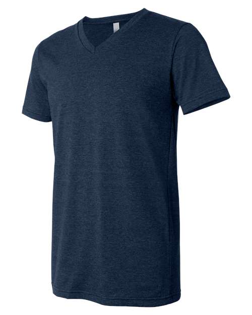 Bella + Canvas 3005 Unisex Jersey Short-Sleeve V-Neck T-Shirt #color_HEATHER NAVY
