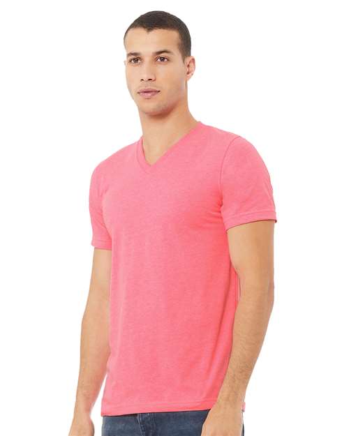 Bella + Canvas 3005 Unisex Jersey Short-Sleeve V-Neck T-Shirt #color_NEON PINK