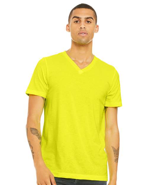 Bella + Canvas 3005 Unisex Jersey Short-Sleeve V-Neck T-Shirt #color_NEON YELLOW