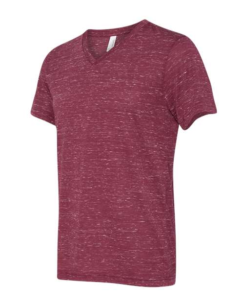 Bella + Canvas 3005 Unisex Jersey Short-Sleeve V-Neck T-Shirt #color_MAROON MARBLE