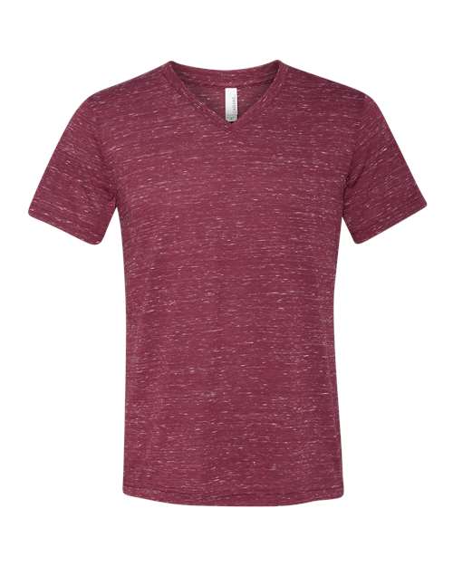 Bella + Canvas 3005 Unisex Jersey Short-Sleeve V-Neck T-Shirt #color_MAROON MARBLE