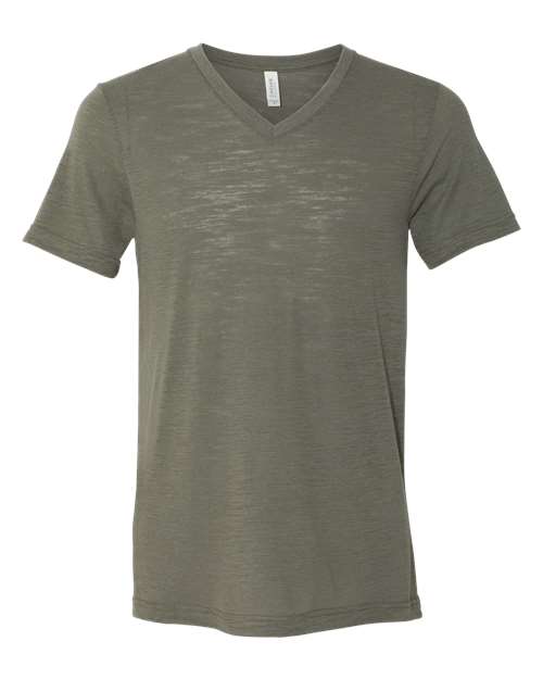 Bella + Canvas 3005 Unisex Jersey Short-Sleeve V-Neck T-Shirt #color_OLIVE SLUB