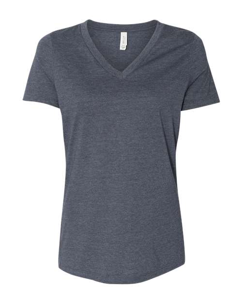 Bella + Canvas 6405 Ladies' Relaxed Jersey V-Neck T-Shirt #color_HEATHER NAVY