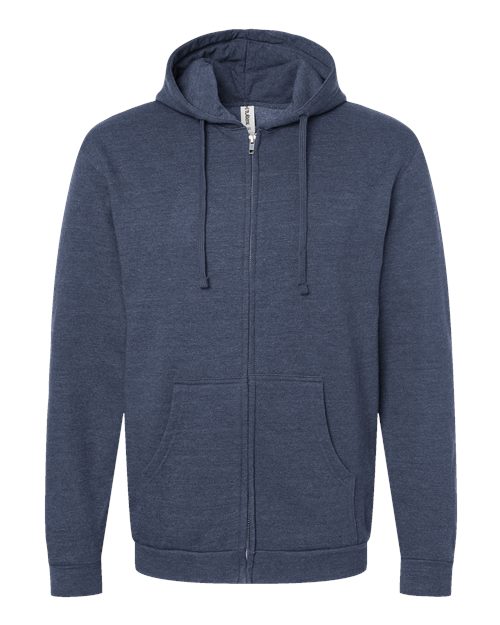 Tultex 331 Full-Zip Hooded Sweatshirt #color_Heather Denim