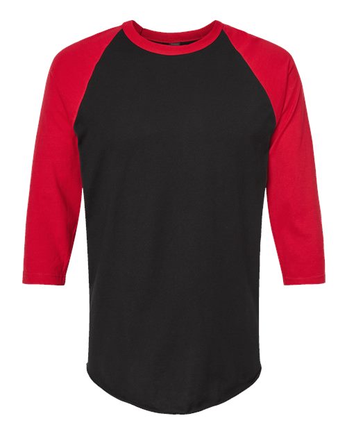 Tultex 245 Fine Jersey Raglan T-Shirt #color_Black/ Red