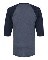 Tultex 245 Fine Jersey Raglan T-Shirt #color_Heather Denim/ Navy