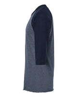 Tultex 245 Fine Jersey Raglan T-Shirt #color_Heather Denim/ Navy