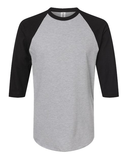 Tultex 245 Fine Jersey Raglan T-Shirt #color_Heather Grey/ Black