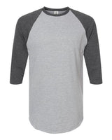 Tultex 245 Fine Jersey Raglan T-Shirt #color_Heather Grey/ Heather Charcoal