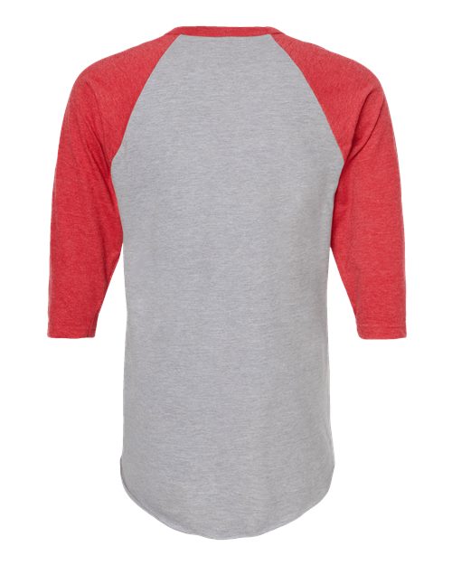 Tultex 245 Fine Jersey Raglan T-Shirt #color_Heather Grey/ Heather Red