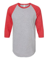 Tultex 245 Fine Jersey Raglan T-Shirt #color_Heather Grey/ Heather Red