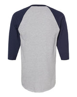 Tultex 245 Fine Jersey Raglan T-Shirt #color_Heather Grey/ Navy
