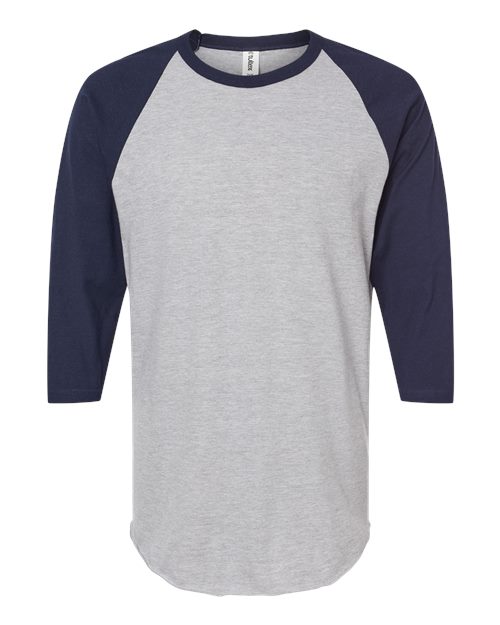 Tultex 245 Fine Jersey Raglan T-Shirt #color_Heather Grey/ Navy