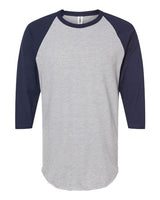 Tultex 245 Fine Jersey Raglan T-Shirt #color_Heather Grey/ Navy