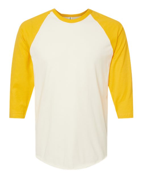Tultex 245 Fine Jersey Raglan T-Shirt #color_Vintage White/ Mellow Yellow