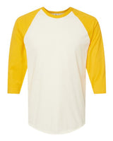 Tultex 245 Fine Jersey Raglan T-Shirt #color_Vintage White/ Mellow Yellow