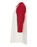 Tultex 245 Fine Jersey Raglan T-Shirt #color_Vintage White/ Rio Red