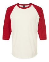 Tultex 245 Fine Jersey Raglan T-Shirt #color_Vintage White/ Rio Red