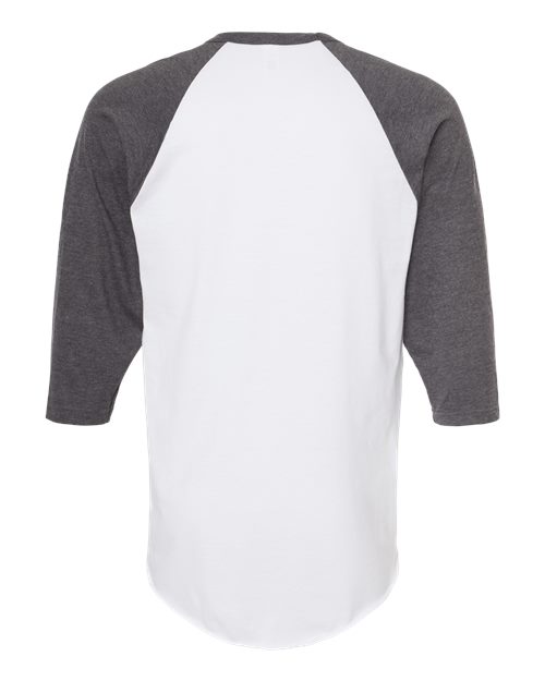Tultex 245 Fine Jersey Raglan T-Shirt #color_White/ Heather Charcoal