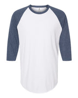 Tultex 245 Fine Jersey Raglan T-Shirt #color_White/ Heather Denim