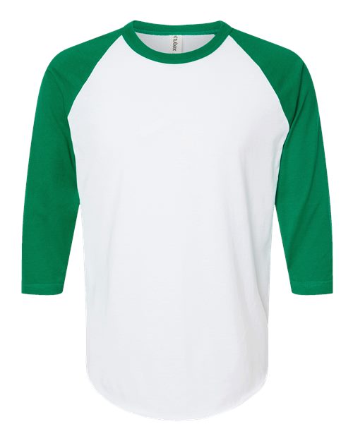 Tultex 245 Fine Jersey Raglan T-Shirt #color_White/ Kelly