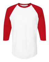 Tultex 245 Fine Jersey Raglan T-Shirt #color_White/ Red