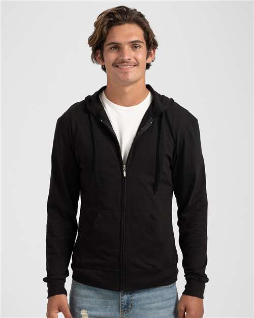 Tultex 260 Beach Full-Zip Hooded Long Sleeve T-Shirt #color_Black