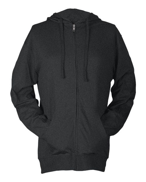 Tultex 260 Beach Full-Zip Hooded Long Sleeve T-Shirt #color_Heather Charcoal