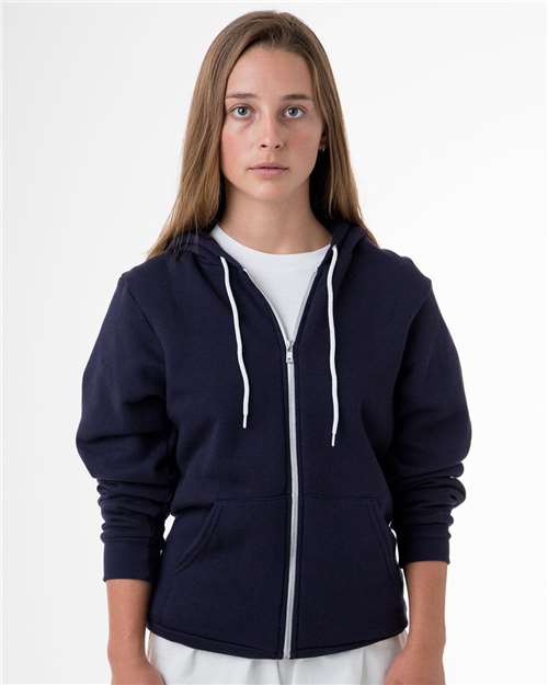 Los Angeles Apparel F97 USA-Made Flex Fleece Full-Zip Hooded Sweatshirt #color_Navy