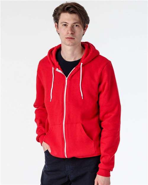Los Angeles Apparel F97 USA-Made Flex Fleece Full-Zip Hooded Sweatshirt #color_Red
