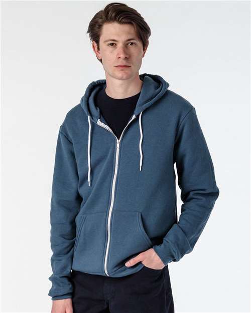 Los Angeles Apparel F97 USA-Made Flex Fleece Full-Zip Hooded Sweatshirt #color_Sea Blue