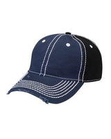 Adams RM102 Adult Distressed Rambler Cap #color_NAVY/ BLACK