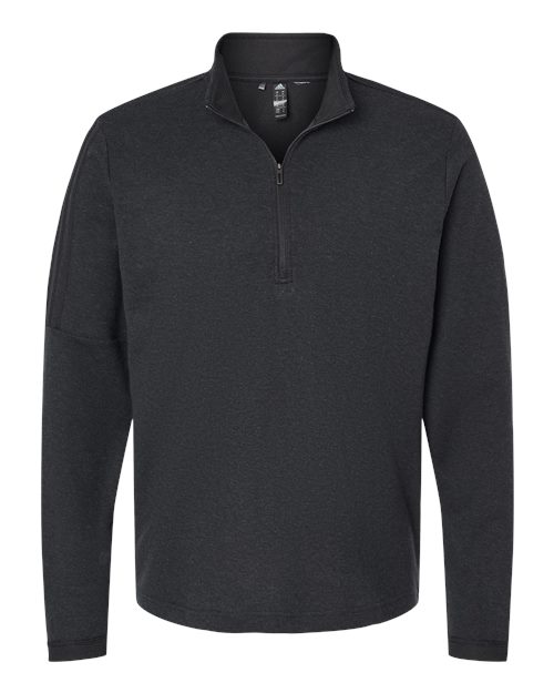 Adidas A554 3-Stripes Quarter-Zip Sweater #color_Black Melange