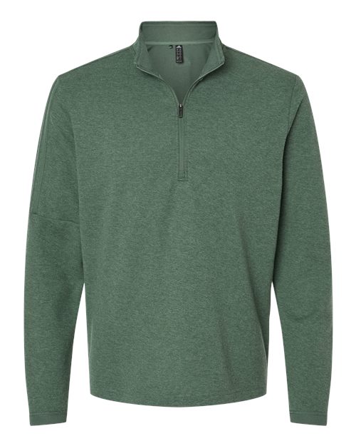 Adidas A554 3-Stripes Quarter-Zip Sweater #color_Green Oxide Melange