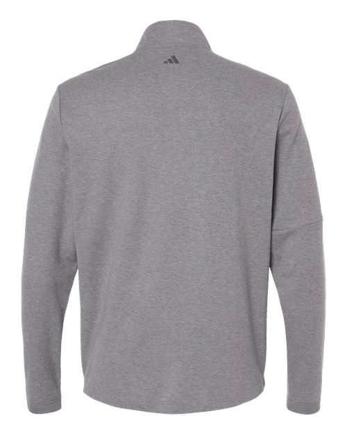 Adidas A554 3-Stripes Quarter-Zip Sweater #color_Grey Three Melange
