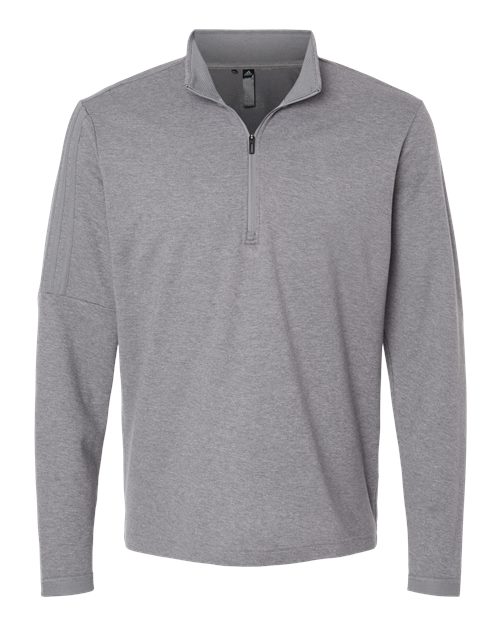 Adidas A554 3-Stripes Quarter-Zip Sweater #color_Grey Three Melange