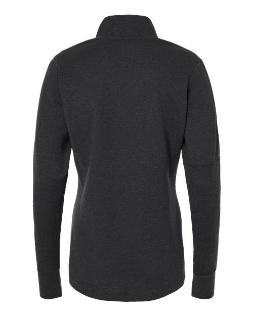 Adidas A555 Women's 3-Stripes Quarter-Zip Sweater #color_Black Melange