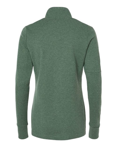 Adidas A555 Women's 3-Stripes Quarter-Zip Sweater #color_Green Oxide Melange