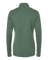 Adidas A555 Women's 3-Stripes Quarter-Zip Sweater #color_Green Oxide Melange